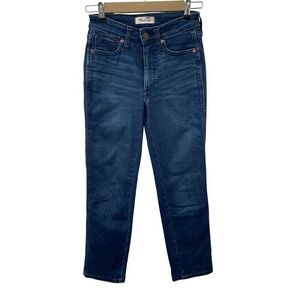 Madewell‎ Curvy Mid-Rise Stovepipe Jeans Dark Wash Stretch Denim Womens 24